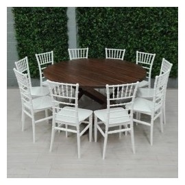 Mesa tablon redondo de madera 150 cm